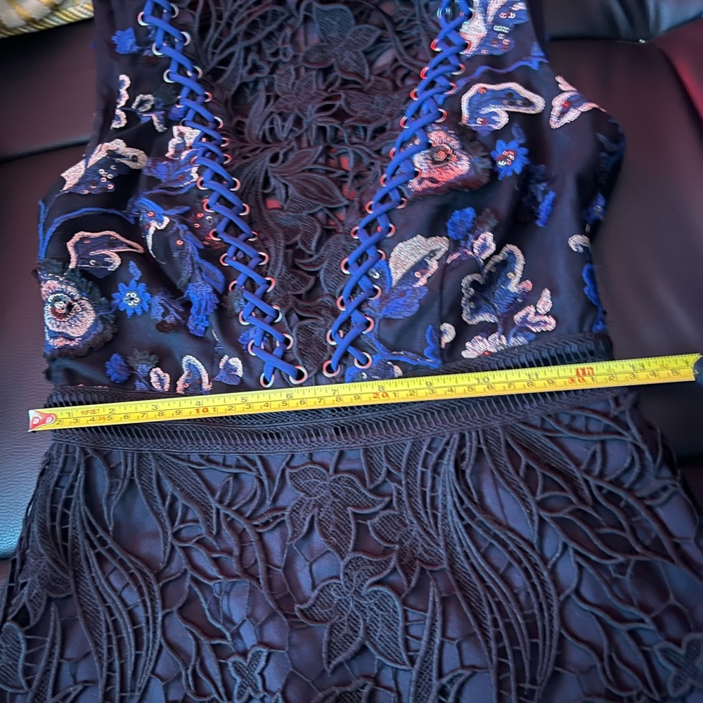 Self-Portrait Navy and Black Lace Mini Dress - Picture 10 of 13
